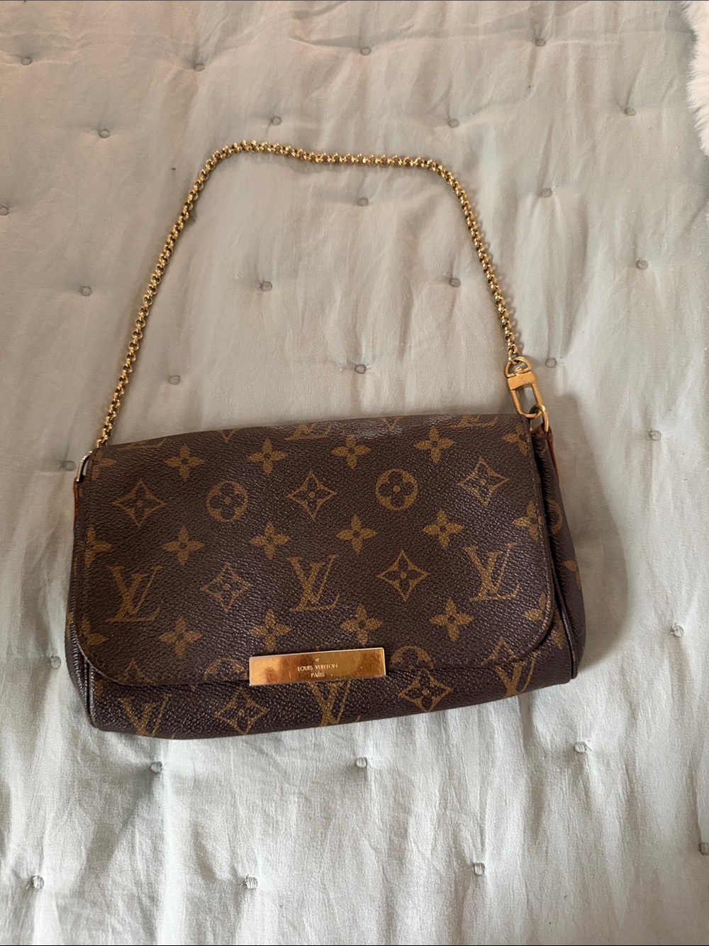 Louis Vuitton Monogram Mini Chain Shoulder Bag in Brown and Gold